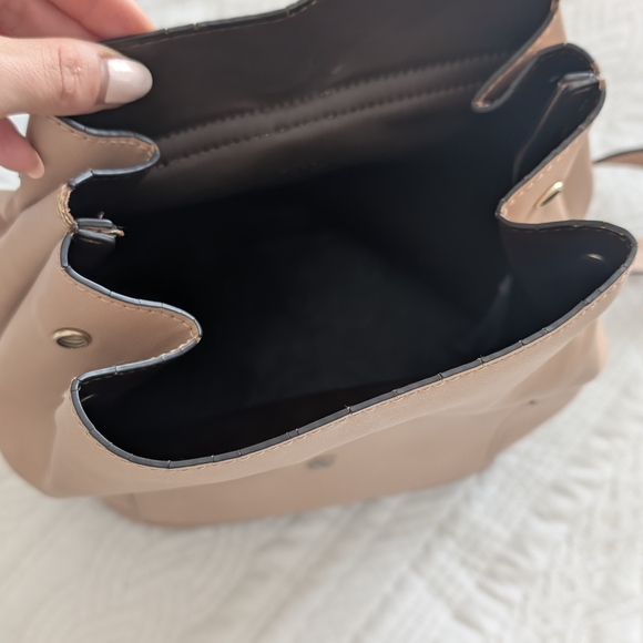 Zara Elegant Tan Faux Leather Backpack - Picture 2 of 4